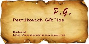 Petrikovich Gálos névjegykártya